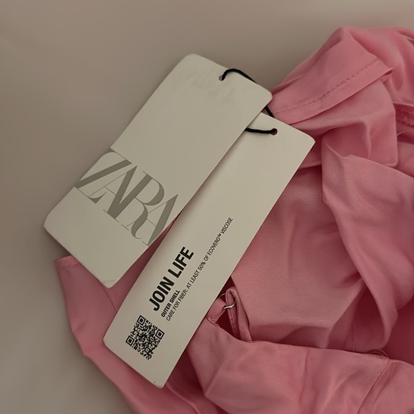 Zara Women’s Satin Spaghetti Strap Cami Tank Top New Pink Size Small - Picture 8 of 10